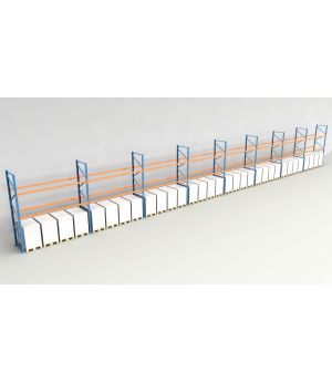Schwerlastregal Palettenregal NEDCON 2.500x29700x1.100 mm (HxBxT), Einfachregal, 3 Lagerebenen, 3.000 kg Fachlast, Keine Böden
