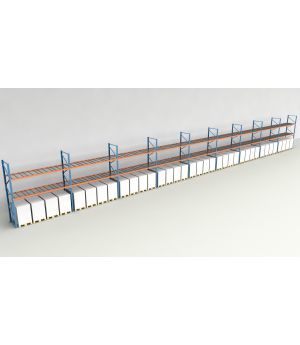 Schwerlastregal Palettenregal NEDCON 2.500x33400x1.100 mm (HxBxT), Einfachregal, 3 Lagerebenen, 3.000 kg Fachlast, mit Gitterböden