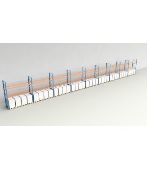 Schwerlastregal Palettenregal NEDCON 2.500x33400x1.100 mm (HxBxT), Einfachregal, 3 Lagerebenen, 3.000 kg Fachlast, Keine Böden