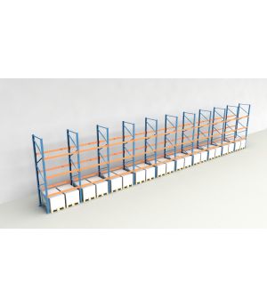 Schwerlastregal Palettenregal NEDCON 2.500x19350x1.100 mm (HxBxT), Einfachregal, 4 Lagerebenen, 3.000 kg Fachlast, Keine Böden