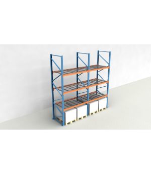 Schwerlastregal Palettenregal NEDCON 2.500x3950x1.100 mm (HxBxT), Einfachregal, 4 Lagerebenen, 3.000 kg Fachlast, mit Gitterböden