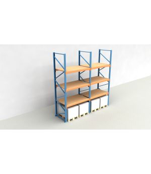 Schwerlastregal Palettenregal NEDCON 2.500x3950x1.100 mm (HxBxT), Einfachregal, 4 Lagerebenen, 3.000 kg Fachlast, mit Spanplatten