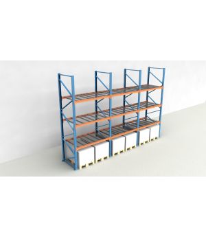 Schwerlastregal Palettenregal NEDCON 2.500x5875x1.100 mm (HxBxT), Einfachregal, 4 Lagerebenen, 3.000 kg Fachlast, mit Gitterböden