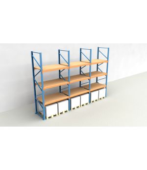 Schwerlastregal Palettenregal NEDCON 2.500x5875x1.100 mm (HxBxT), Einfachregal, 4 Lagerebenen, 3.000 kg Fachlast, mit Spanplatten