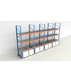 Schwerlastregal Palettenregal NEDCON 2.500x7800x1.100 mm (HxBxT), Einfachregal, 4 Lagerebenen, 3.000 kg Fachlast, mit Gitterböden