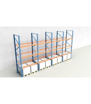 Schwerlastregal Palettenregal NEDCON 2.500x7800x1.100 mm (HxBxT), Einfachregal, 4 Lagerebenen, 3.000 kg Fachlast, Keine Böden