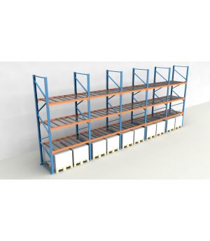 Schwerlastregal Palettenregal NEDCON 2.500x9725x1.100 mm (HxBxT), Einfachregal, 4 Lagerebenen, 3.000 kg Fachlast, mit Gitterböden