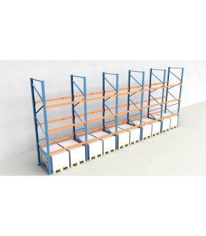 Schwerlastregal Palettenregal NEDCON 2.500x9725x1.100 mm (HxBxT), Einfachregal, 4 Lagerebenen, 3.000 kg Fachlast, Keine Böden