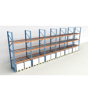 Schwerlastregal Palettenregal NEDCON 2.500x11650x1.100 mm (HxBxT), Einfachregal, 4 Lagerebenen, 3.000 kg Fachlast, mit Gitterböden