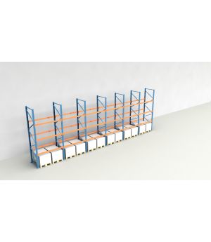 Schwerlastregal Palettenregal NEDCON 2.500x11650x1.100 mm (HxBxT), Einfachregal, 4 Lagerebenen, 3.000 kg Fachlast, Keine Böden