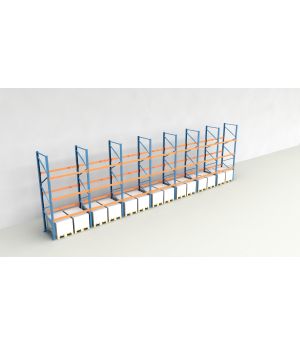 Schwerlastregal Palettenregal NEDCON 2.500x13575x1.100 mm (HxBxT), Einfachregal, 4 Lagerebenen, 3.000 kg Fachlast, Keine Böden