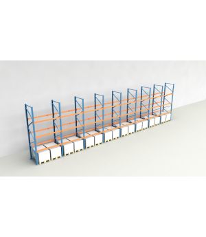 Schwerlastregal Palettenregal NEDCON 2.500x15500x1.100 mm (HxBxT), Einfachregal, 4 Lagerebenen, 3.000 kg Fachlast, Keine Böden