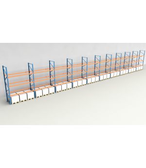 Schwerlastregal Palettenregal NEDCON 2.500x28100x1.100 mm (HxBxT), Einfachregal, 4 Lagerebenen, 3.000 kg Fachlast, Keine Böden