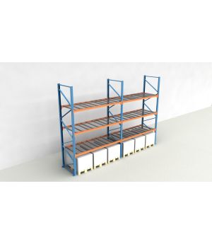 Schwerlastregal Palettenregal NEDCON 2.500x5700x1.100 mm (HxBxT), Einfachregal, 4 Lagerebenen, 3.000 kg Fachlast, mit Gitterböden
