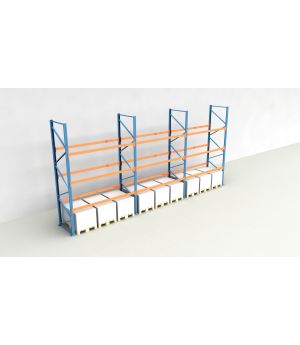 Schwerlastregal Palettenregal NEDCON 2.500x8500x1.100 mm (HxBxT), Einfachregal, 4 Lagerebenen, 3.000 kg Fachlast, Keine Böden