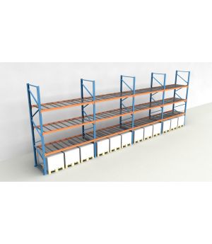 Schwerlastregal Palettenregal NEDCON 2.500x11300x1.100 mm (HxBxT), Einfachregal, 4 Lagerebenen, 3.000 kg Fachlast, mit Gitterböden