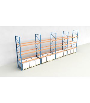 Schwerlastregal Palettenregal NEDCON 2.500x11300x1.100 mm (HxBxT), Einfachregal, 4 Lagerebenen, 3.000 kg Fachlast, Keine Böden