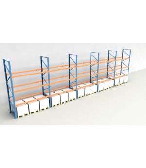 Schwerlastregal Palettenregal NEDCON 2.500x14100x1.100 mm (HxBxT), Einfachregal, 4 Lagerebenen, 3.000 kg Fachlast, Keine Böden