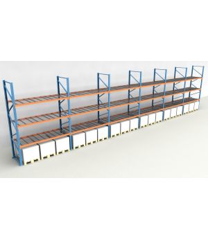 Schwerlastregal Palettenregal NEDCON 2.500x16900x1.100 mm (HxBxT), Einfachregal, 4 Lagerebenen, 3.000 kg Fachlast, mit Gitterböden