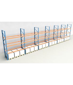 Schwerlastregal Palettenregal NEDCON 2.500x16900x1.100 mm (HxBxT), Einfachregal, 4 Lagerebenen, 3.000 kg Fachlast, Keine Böden