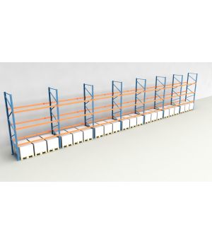 Schwerlastregal Palettenregal NEDCON 2.500x19700x1.100 mm (HxBxT), Einfachregal, 4 Lagerebenen, 3.000 kg Fachlast, Keine Böden