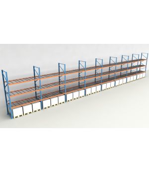 Schwerlastregal Palettenregal NEDCON 2.500x22500x1.100 mm (HxBxT), Einfachregal, 4 Lagerebenen, 3.000 kg Fachlast, mit Gitterböden