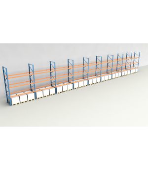 Schwerlastregal Palettenregal NEDCON 2.500x25300x1.100 mm (HxBxT), Einfachregal, 4 Lagerebenen, 3.000 kg Fachlast, Keine Böden