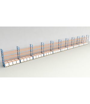 Schwerlastregal Palettenregal NEDCON 2.500x37100x1.100 mm (HxBxT), Einfachregal, 4 Lagerebenen, 3.000 kg Fachlast, Keine Böden