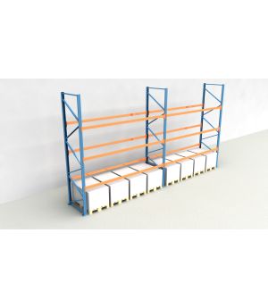 Schwerlastregal Palettenregal NEDCON 2.500x7500x1.100 mm (HxBxT), Einfachregal, 4 Lagerebenen, 3.000 kg Fachlast, Keine Böden