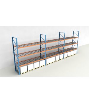 Schwerlastregal Palettenregal NEDCON 2.500x11200x1.100 mm (HxBxT), Einfachregal, 4 Lagerebenen, 3.000 kg Fachlast, mit Gitterböden