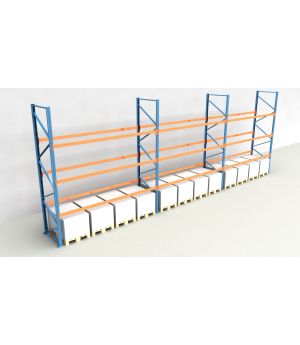 Schwerlastregal Palettenregal NEDCON 2.500x11200x1.100 mm (HxBxT), Einfachregal, 4 Lagerebenen, 3.000 kg Fachlast, Keine Böden