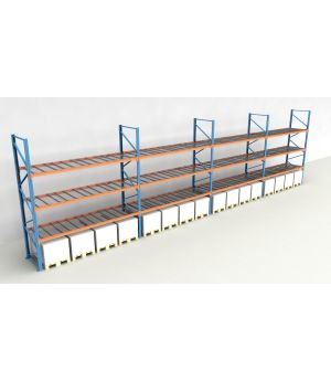Schwerlastregal Palettenregal NEDCON 2.500x14900x1.100 mm (HxBxT), Einfachregal, 4 Lagerebenen, 3.000 kg Fachlast, mit Gitterböden