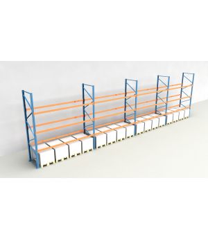 Schwerlastregal Palettenregal NEDCON 2.500x14900x1.100 mm (HxBxT), Einfachregal, 4 Lagerebenen, 3.000 kg Fachlast, Keine Böden