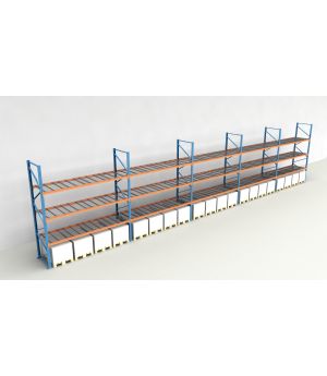 Schwerlastregal Palettenregal NEDCON 2.500x18600x1.100 mm (HxBxT), Einfachregal, 4 Lagerebenen, 3.000 kg Fachlast, mit Gitterböden