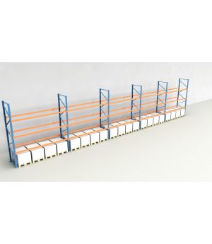 Schwerlastregal Palettenregal NEDCON 2.500x18600x1.100 mm (HxBxT), Einfachregal, 4 Lagerebenen, 3.000 kg Fachlast, Keine Böden