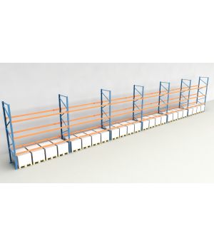 Schwerlastregal Palettenregal NEDCON 2.500x22300x1.100 mm (HxBxT), Einfachregal, 4 Lagerebenen, 3.000 kg Fachlast, Keine Böden