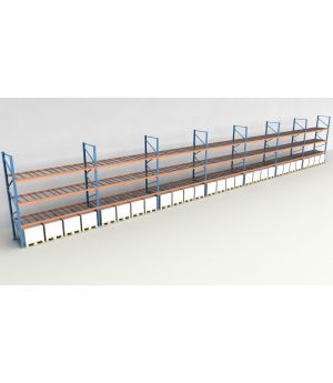 Schwerlastregal Palettenregal NEDCON 2.500x26000x1.100 mm (HxBxT), Einfachregal, 4 Lagerebenen, 3.000 kg Fachlast, mit Gitterböden