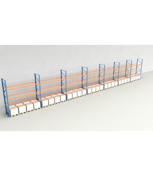 Schwerlastregal Palettenregal NEDCON 2.500x26000x1.100 mm (HxBxT), Einfachregal, 4 Lagerebenen, 3.000 kg Fachlast, Keine Böden