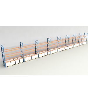 Schwerlastregal Palettenregal NEDCON 2.500x29700x1.100 mm (HxBxT), Einfachregal, 4 Lagerebenen, 3.000 kg Fachlast, Keine Böden