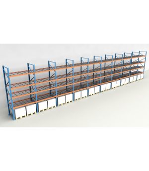 Schwerlastregal Palettenregal NEDCON 2.500x19350x1.100 mm (HxBxT), Einfachregal, 5 Lagerebenen, 3.000 kg Fachlast, mit Gitterböden