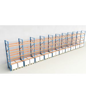 Schwerlastregal Palettenregal NEDCON 2.500x19350x1.100 mm (HxBxT), Einfachregal, 5 Lagerebenen, 3.000 kg Fachlast, Keine Böden
