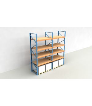Schwerlastregal Palettenregal NEDCON 2.500x3950x1.100 mm (HxBxT), Einfachregal, 5 Lagerebenen, 3.000 kg Fachlast, mit Spanplatten