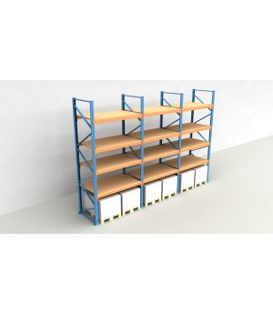 Schwerlastregal Palettenregal NEDCON 2.500x5875x1.100 mm (HxBxT), Einfachregal, 5 Lagerebenen, 3.000 kg Fachlast, mit Spanplatten