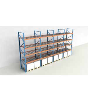 Schwerlastregal Palettenregal NEDCON 2.500x7800x1.100 mm (HxBxT), Einfachregal, 5 Lagerebenen, 3.000 kg Fachlast, mit Gitterböden