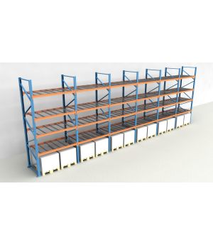 Schwerlastregal Palettenregal NEDCON 2.500x11650x1.100 mm (HxBxT), Einfachregal, 5 Lagerebenen, 3.000 kg Fachlast, mit Gitterböden