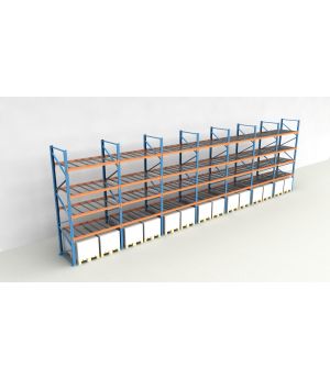 Schwerlastregal Palettenregal NEDCON 2.500x13575x1.100 mm (HxBxT), Einfachregal, 5 Lagerebenen, 3.000 kg Fachlast, mit Gitterböden