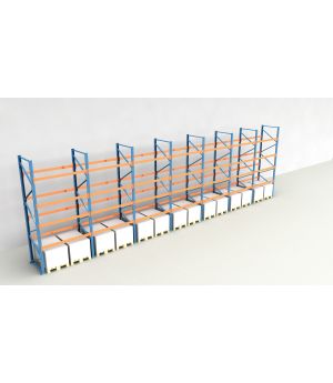 Schwerlastregal Palettenregal NEDCON 2.500x13575x1.100 mm (HxBxT), Einfachregal, 5 Lagerebenen, 3.000 kg Fachlast, Keine Böden