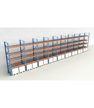 Schwerlastregal Palettenregal NEDCON 2.500x17425x1.100 mm (HxBxT), Einfachregal, 5 Lagerebenen, 3.000 kg Fachlast, mit Gitterböden