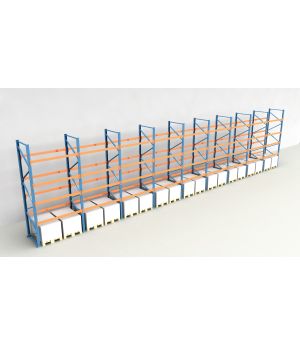 Schwerlastregal Palettenregal NEDCON 2.500x17425x1.100 mm (HxBxT), Einfachregal, 5 Lagerebenen, 3.000 kg Fachlast, Keine Böden
