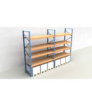 Schwerlastregal Palettenregal NEDCON 2.500x5700x1.100 mm (HxBxT), Einfachregal, 5 Lagerebenen, 3.000 kg Fachlast, mit Spanplatten
